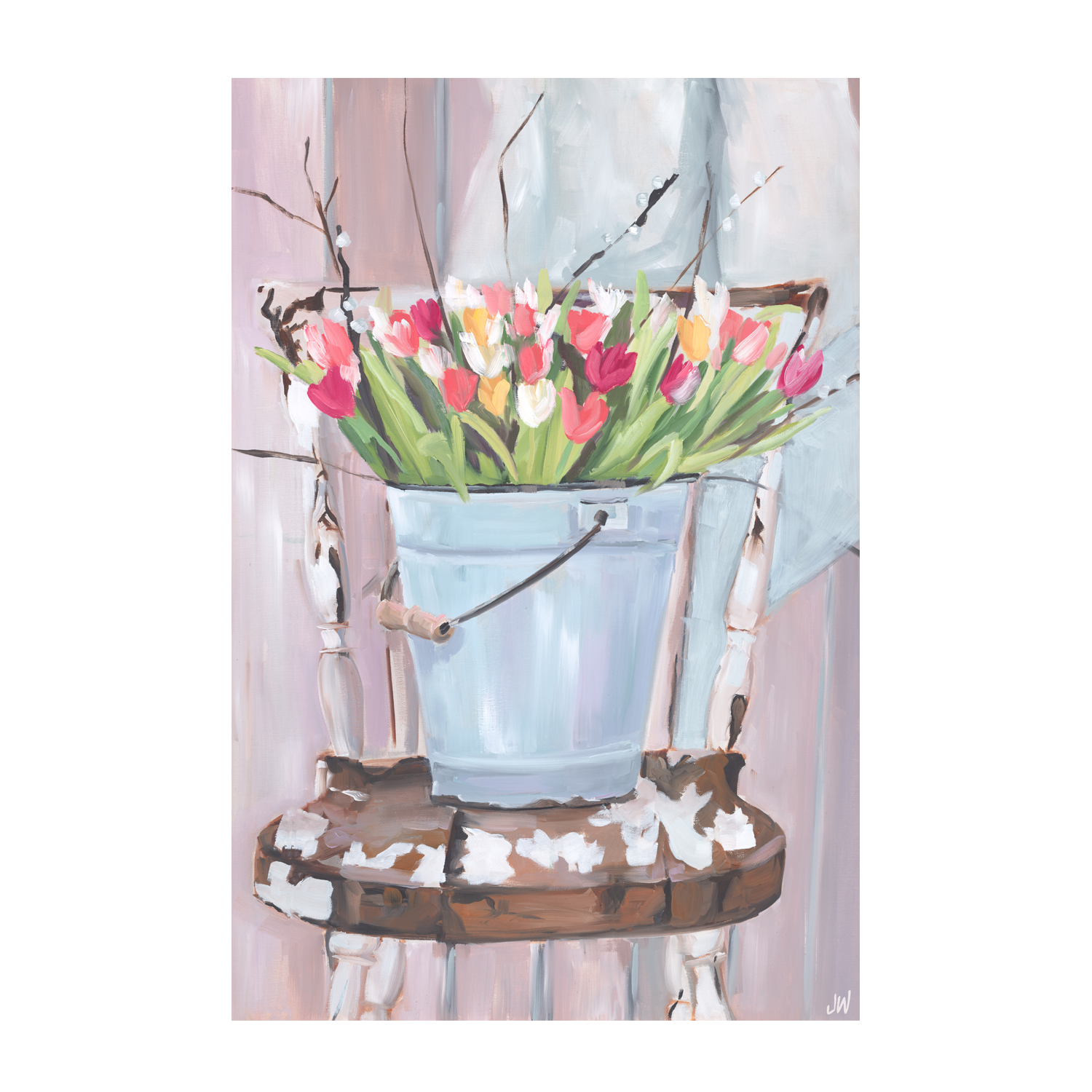 wall-art-print-canvas-poster-framed-Bucket of Flowers , By Jenny Westenhofer Art-1
