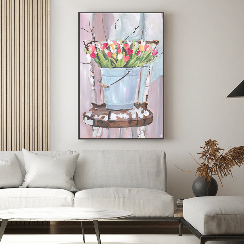 wall-art-print-canvas-poster-framed-Bucket of Flowers , By Jenny Westenhofer Art-2