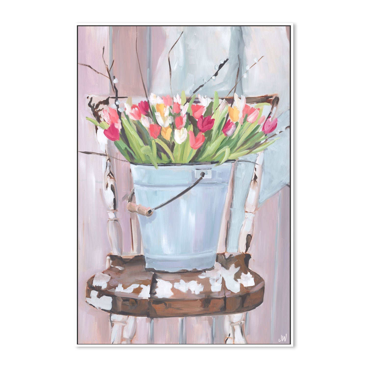 wall-art-print-canvas-poster-framed-Bucket of Flowers , By Jenny Westenhofer Art-5