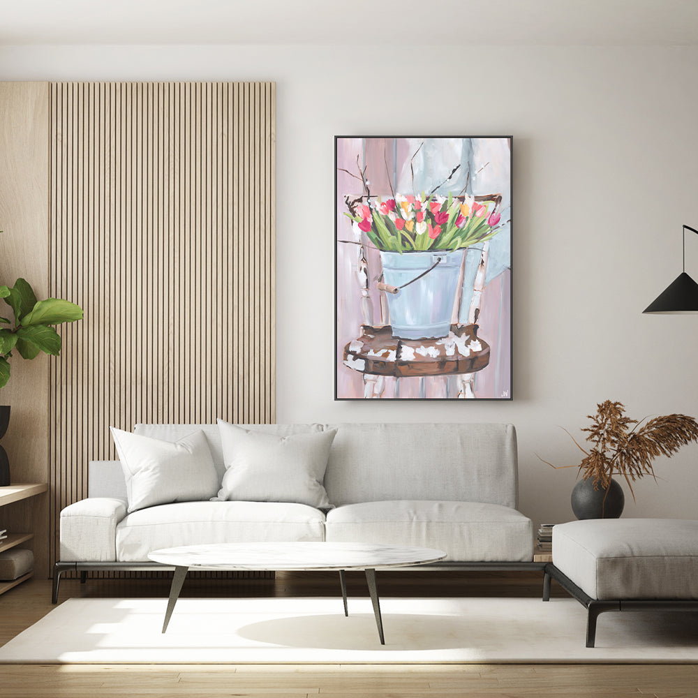 wall-art-print-canvas-poster-framed-Bucket of Flowers , By Jenny Westenhofer Art-7