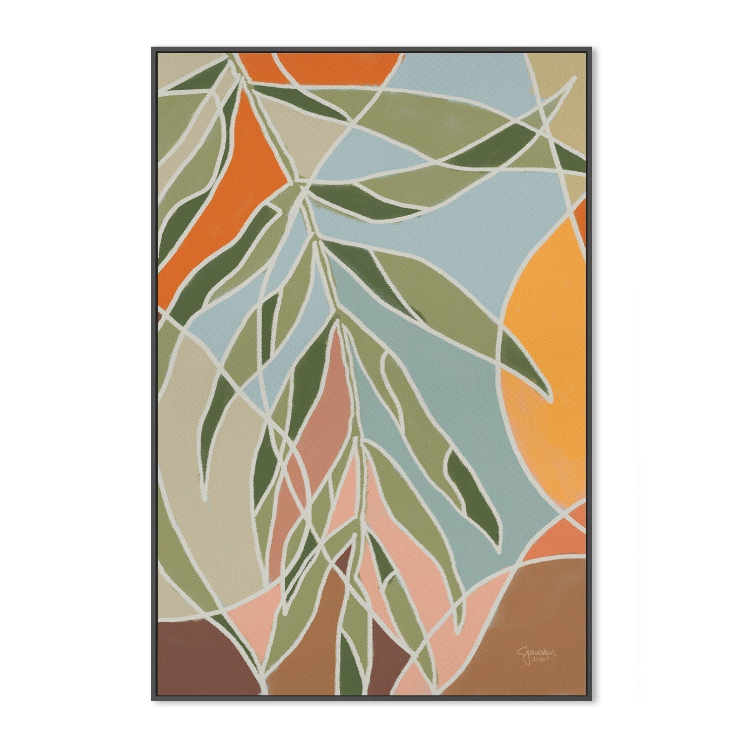 wall-art-print-canvas-poster-framed-Bungalow Palm-by-Junia Kall-Gioia Wall Art