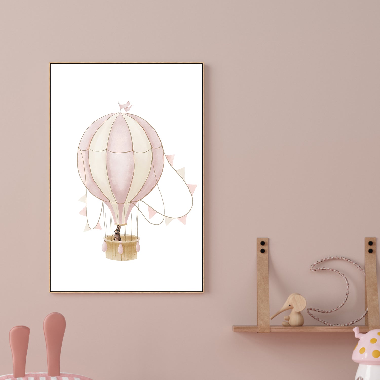 wall-art-print-canvas-poster-framed-Bunny With Balloon , By At Viv Home Prints-2