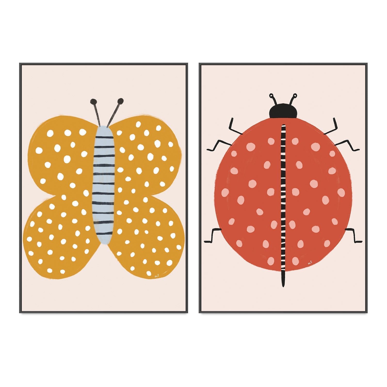 wall-art-print-canvas-poster-framed-Butterfly and Ladybug, Set Of 2 , By Menina Lisboa-3