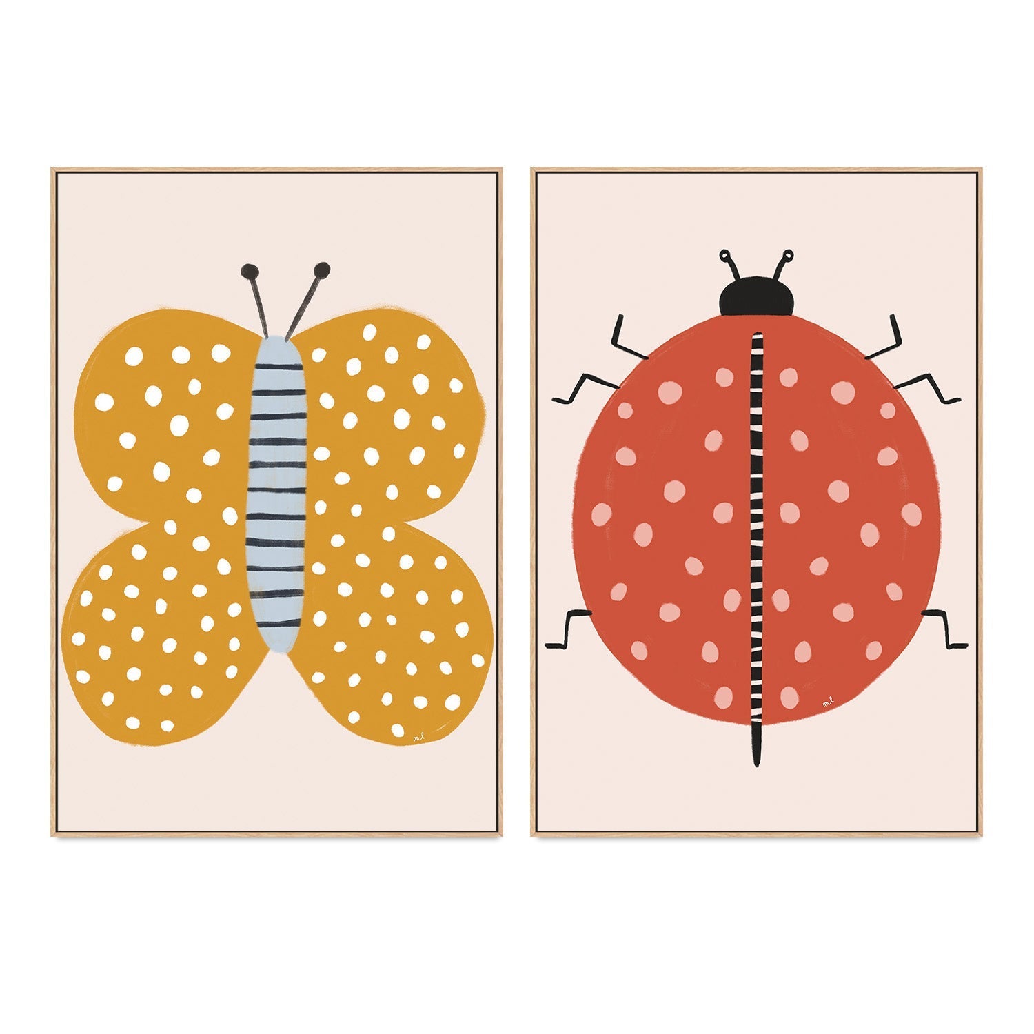 wall-art-print-canvas-poster-framed-Butterfly and Ladybug, Set Of 2 , By Menina Lisboa-4