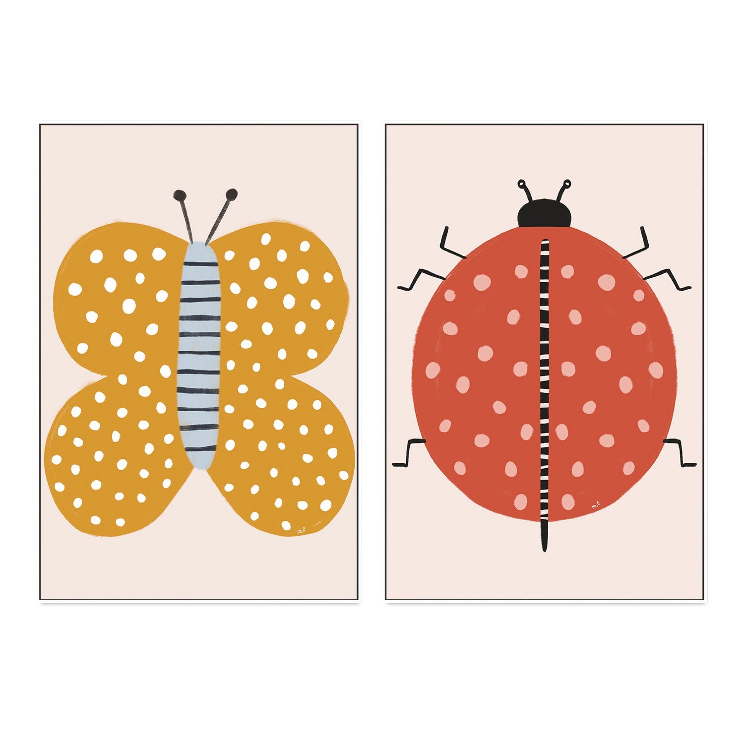 wall-art-print-canvas-poster-framed-Butterfly and Ladybug, Set Of 2 , By Menina Lisboa-5