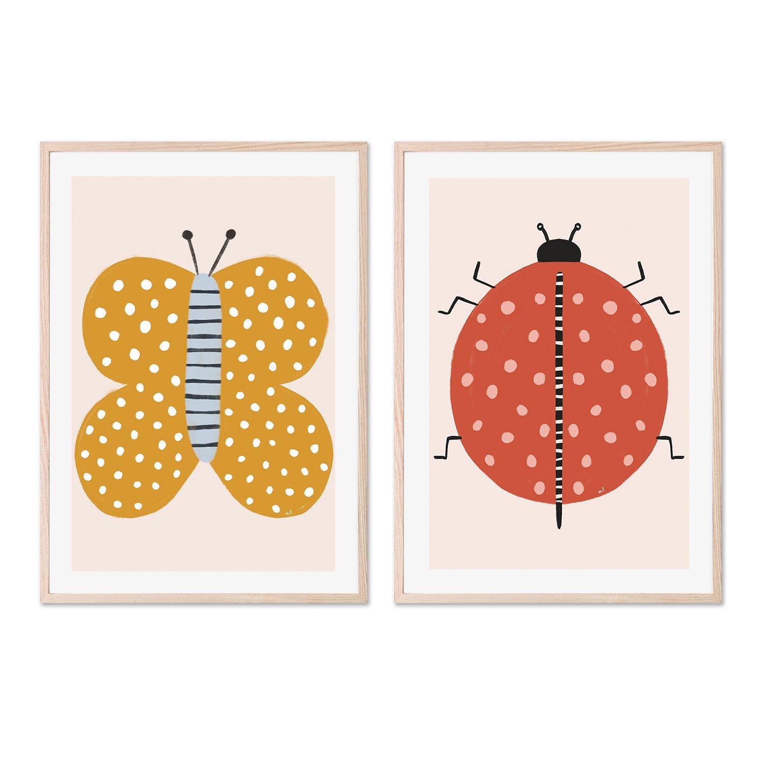 wall-art-print-canvas-poster-framed-Butterfly and Ladybug, Set Of 2 , By Menina Lisboa-6