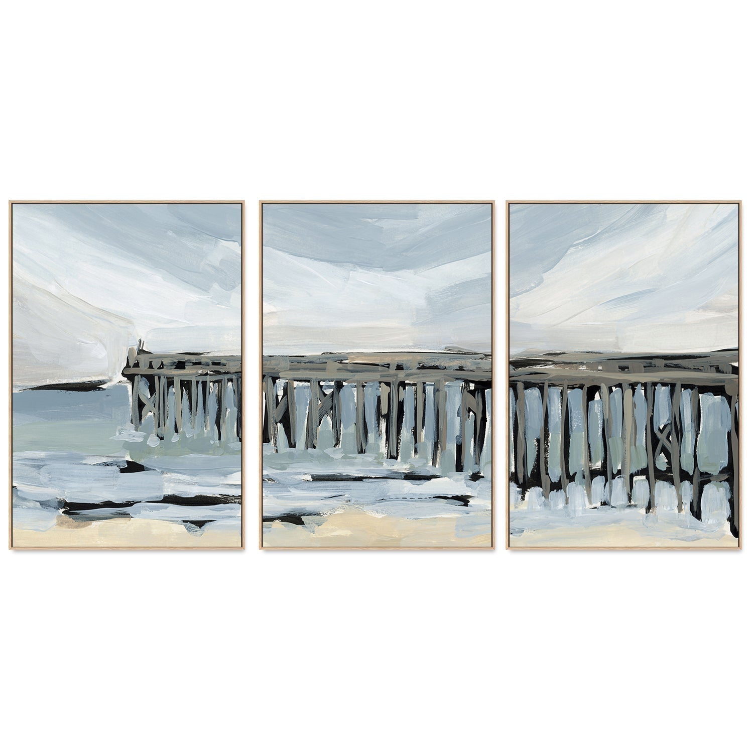 wall-art-print-canvas-poster-framed-By The Sea, Style A, B & C, Set Of 3-by-Emily Wood-Gioia Wall Art