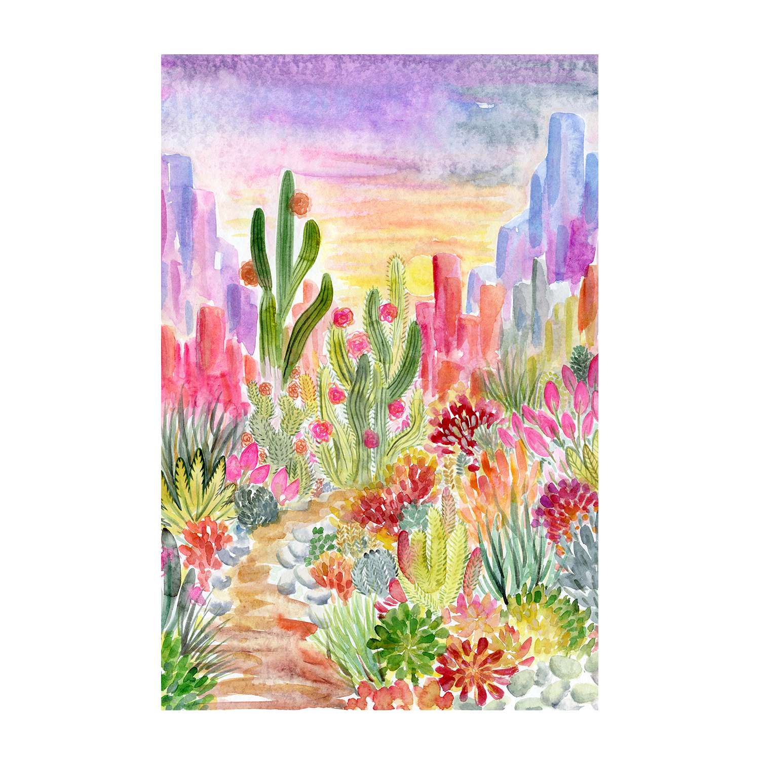 wall-art-print-canvas-poster-framed-Cactus Garden , By Jessie Mitchelson-1