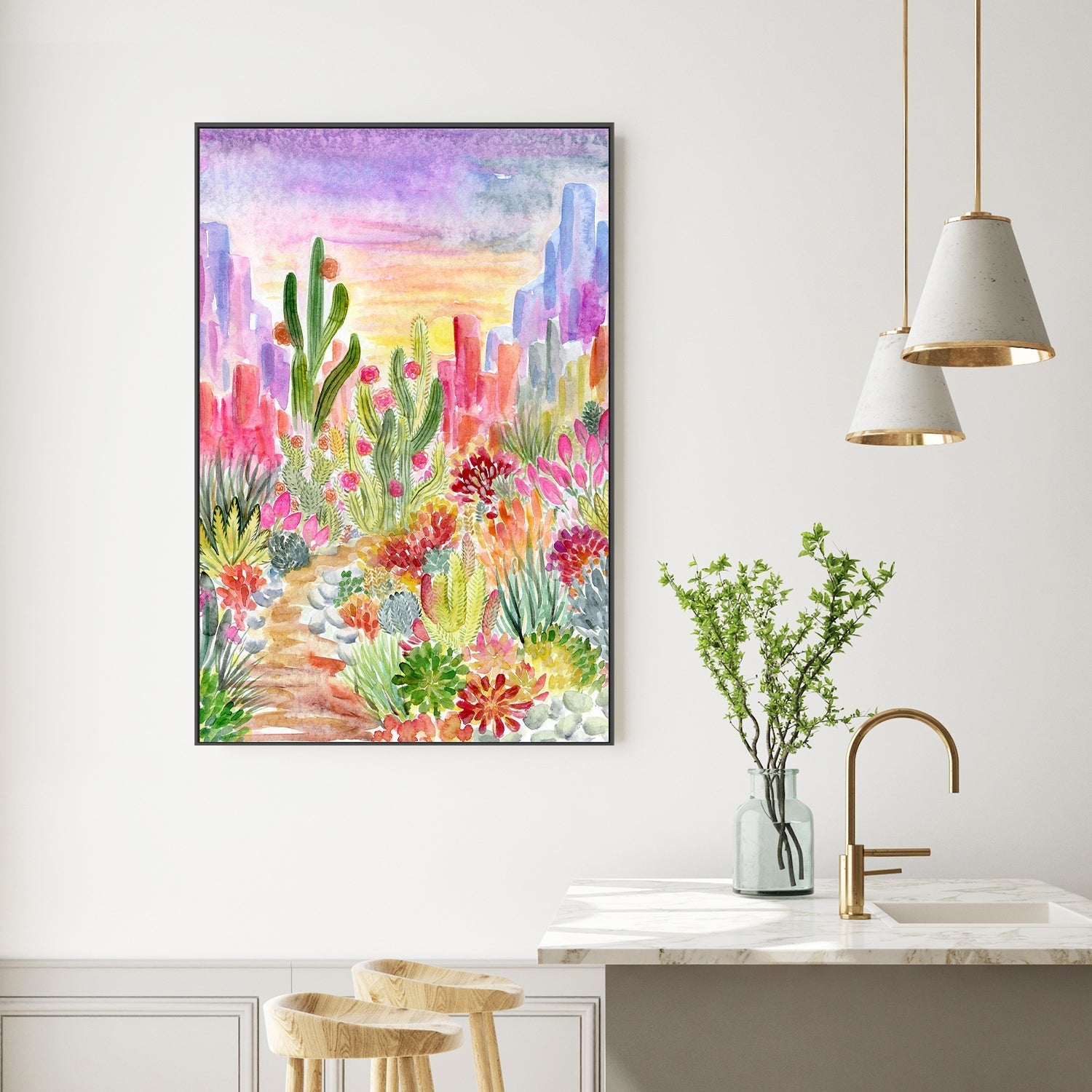 wall-art-print-canvas-poster-framed-Cactus Garden , By Jessie Mitchelson-2