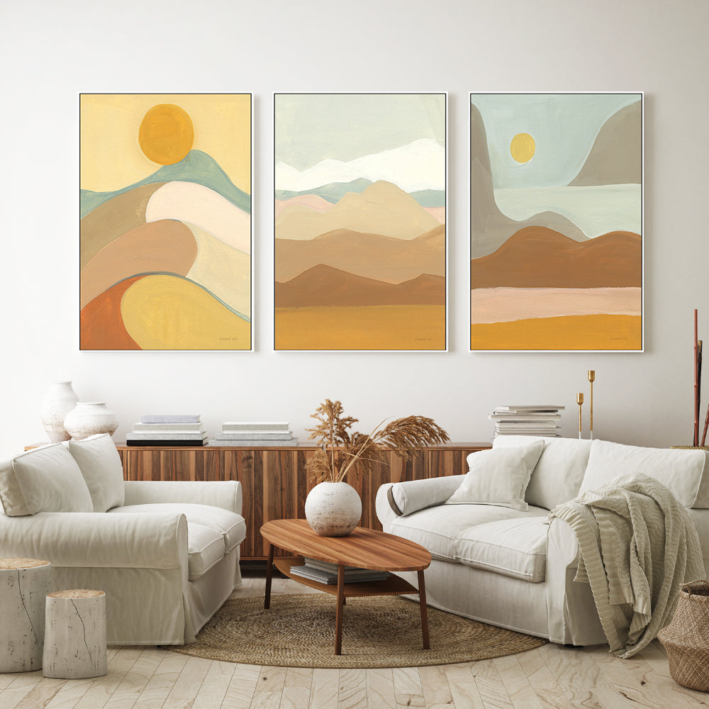 wall-art-print-canvas-poster-framed-California Sun, Hills & Sky, Set Of 3 , By Danhui Nai-GIOIA-WALL-ART