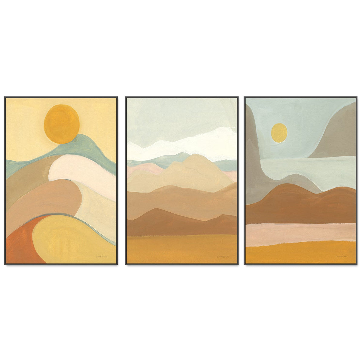 wall-art-print-canvas-poster-framed-California Sun, Hills & Sky, Set Of 3 , By Danhui Nai-GIOIA-WALL-ART