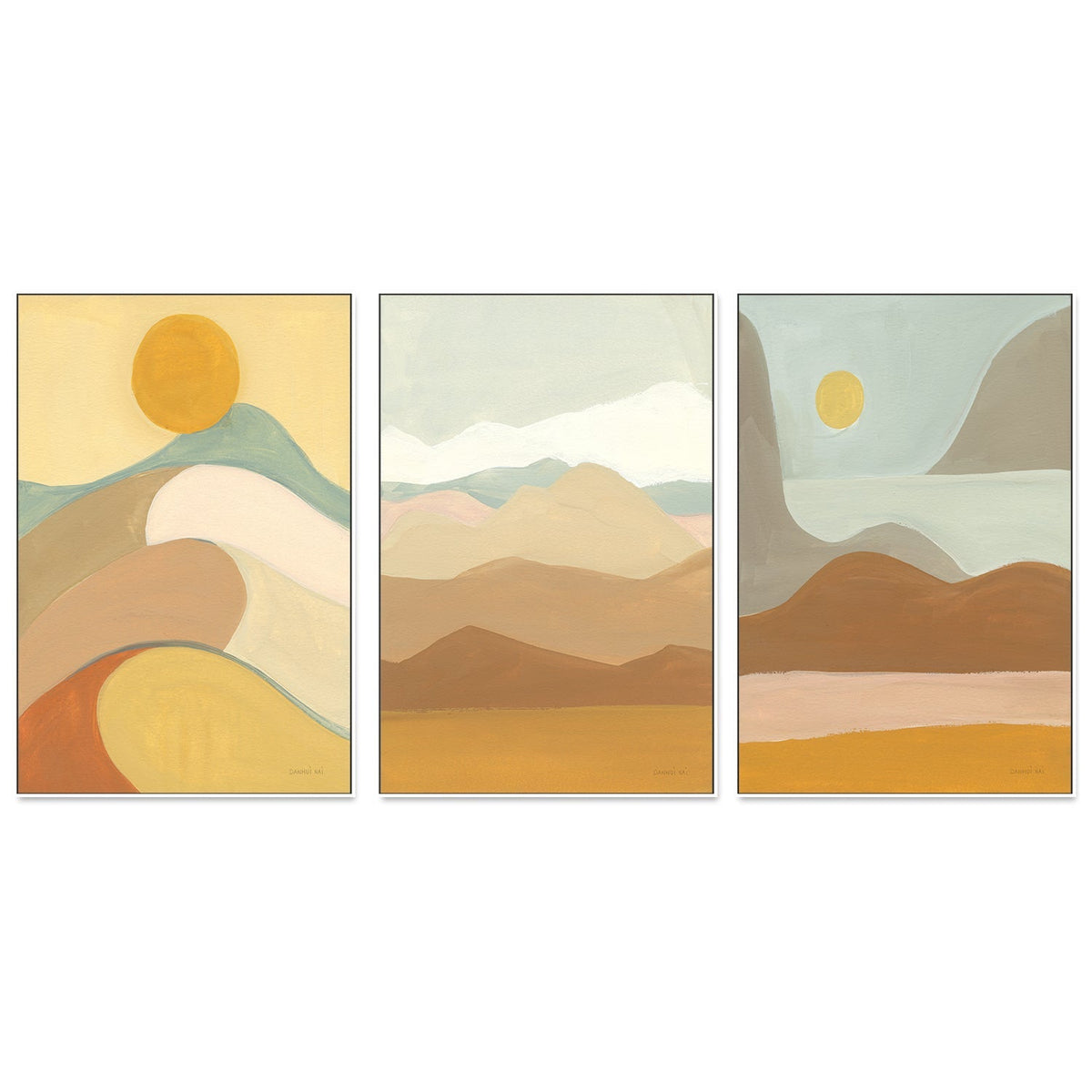 wall-art-print-canvas-poster-framed-California Sun, Hills & Sky, Set Of 3 , By Danhui Nai-GIOIA-WALL-ART