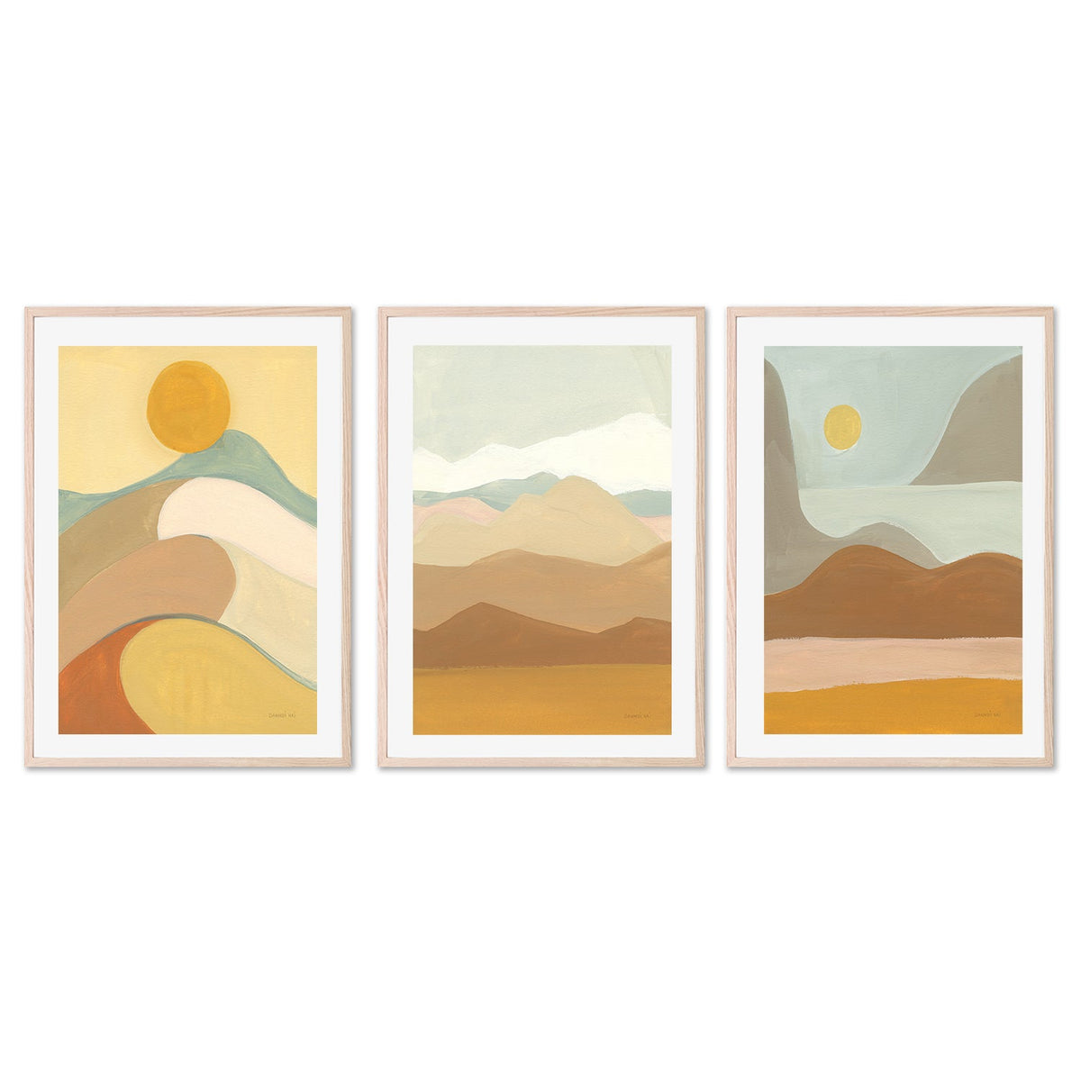 wall-art-print-canvas-poster-framed-California Sun, Hills & Sky, Set Of 3 , By Danhui Nai-GIOIA-WALL-ART
