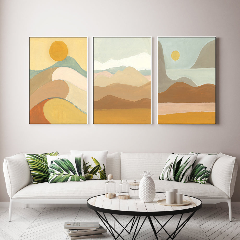 wall-art-print-canvas-poster-framed-California Sun, Hills & Sky, Set Of 3 , By Danhui Nai-GIOIA-WALL-ART