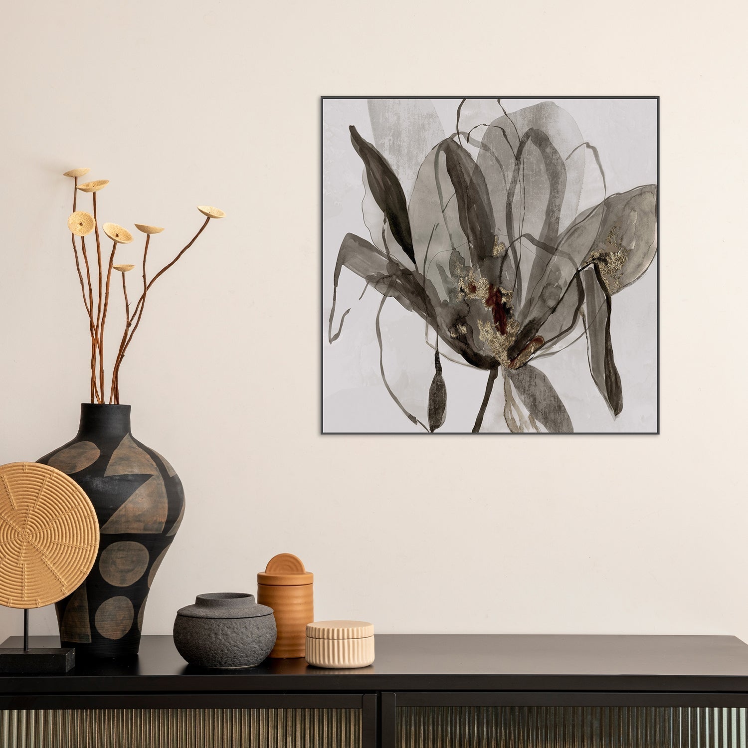 wall-art-print-canvas-poster-framed-Charcoal In Bloom, Brown Tone , By Asia Jensen-7