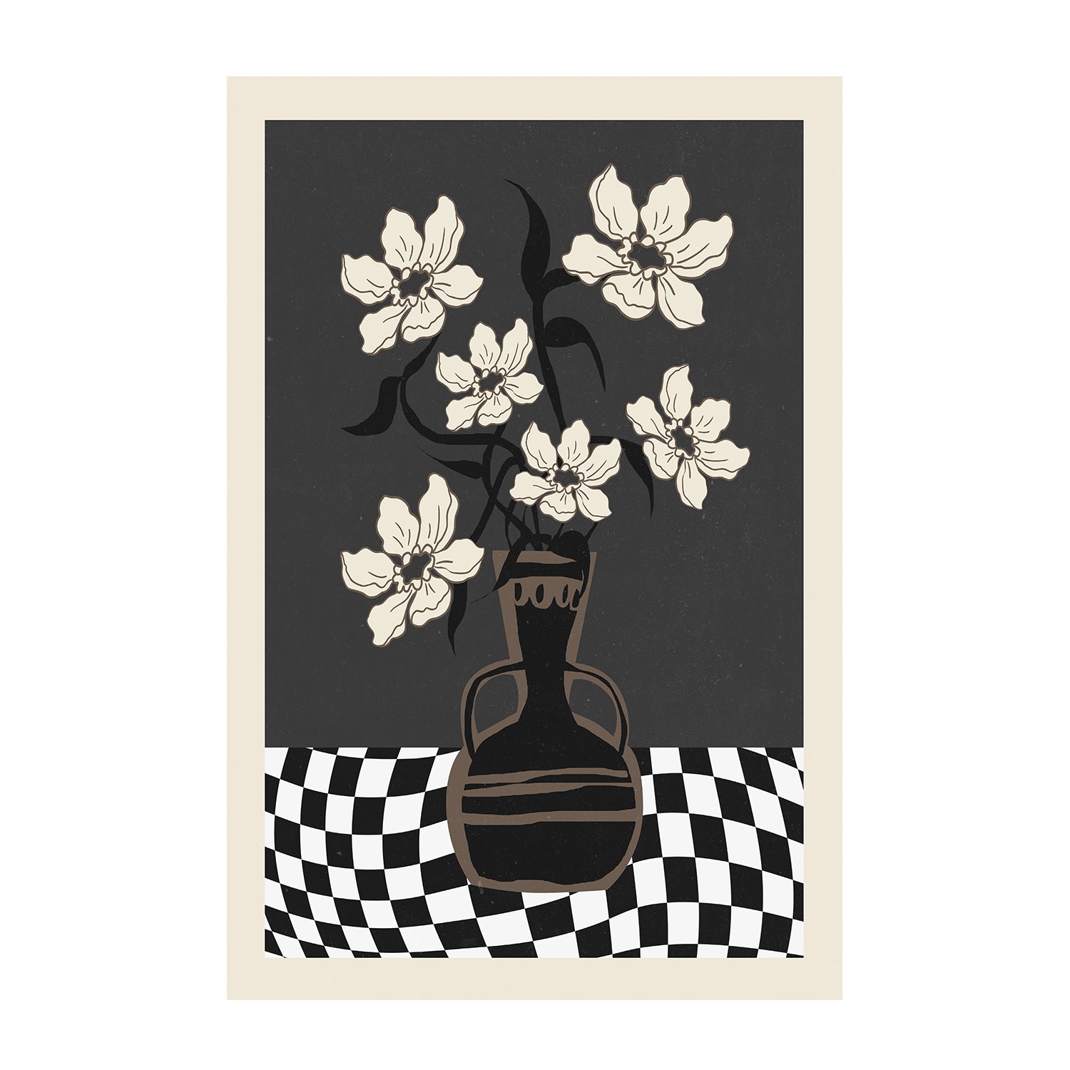 wall-art-print-canvas-poster-framed-Checker Floral, Style A, B & C, Set Of 3 , By Nina Blue-9