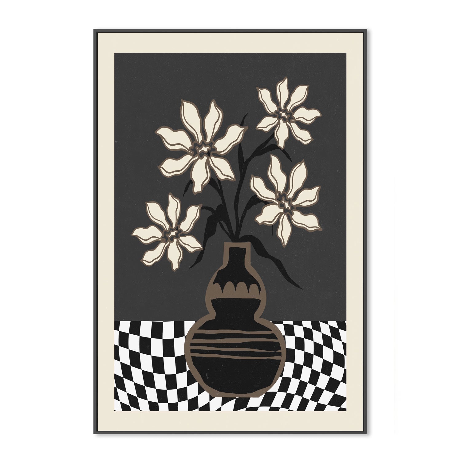 wall-art-print-canvas-poster-framed-Checker Floral, Style A , By Nina Blue-3