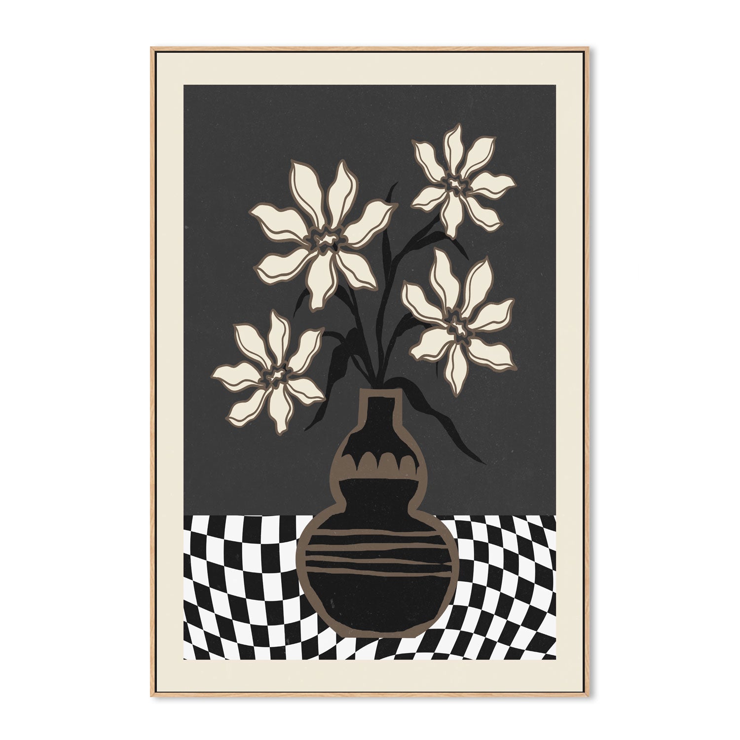 wall-art-print-canvas-poster-framed-Checker Floral, Style A , By Nina Blue-4