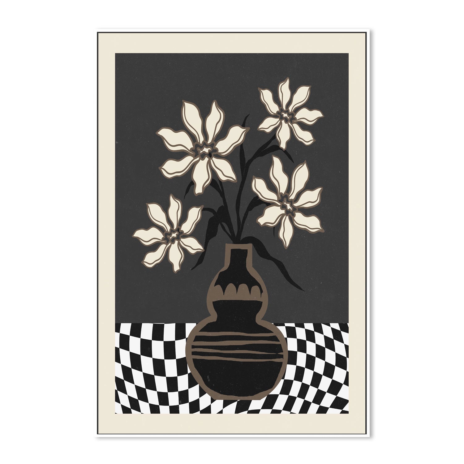 wall-art-print-canvas-poster-framed-Checker Floral, Style A , By Nina Blue-5