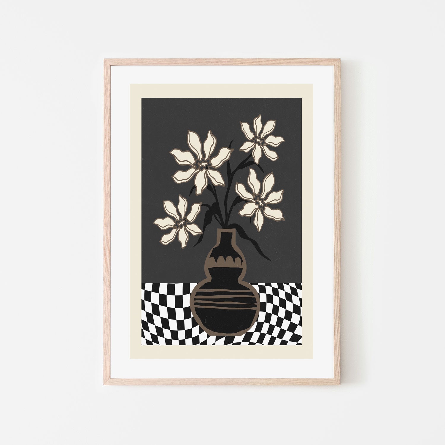 wall-art-print-canvas-poster-framed-Checker Floral, Style A , By Nina Blue-6
