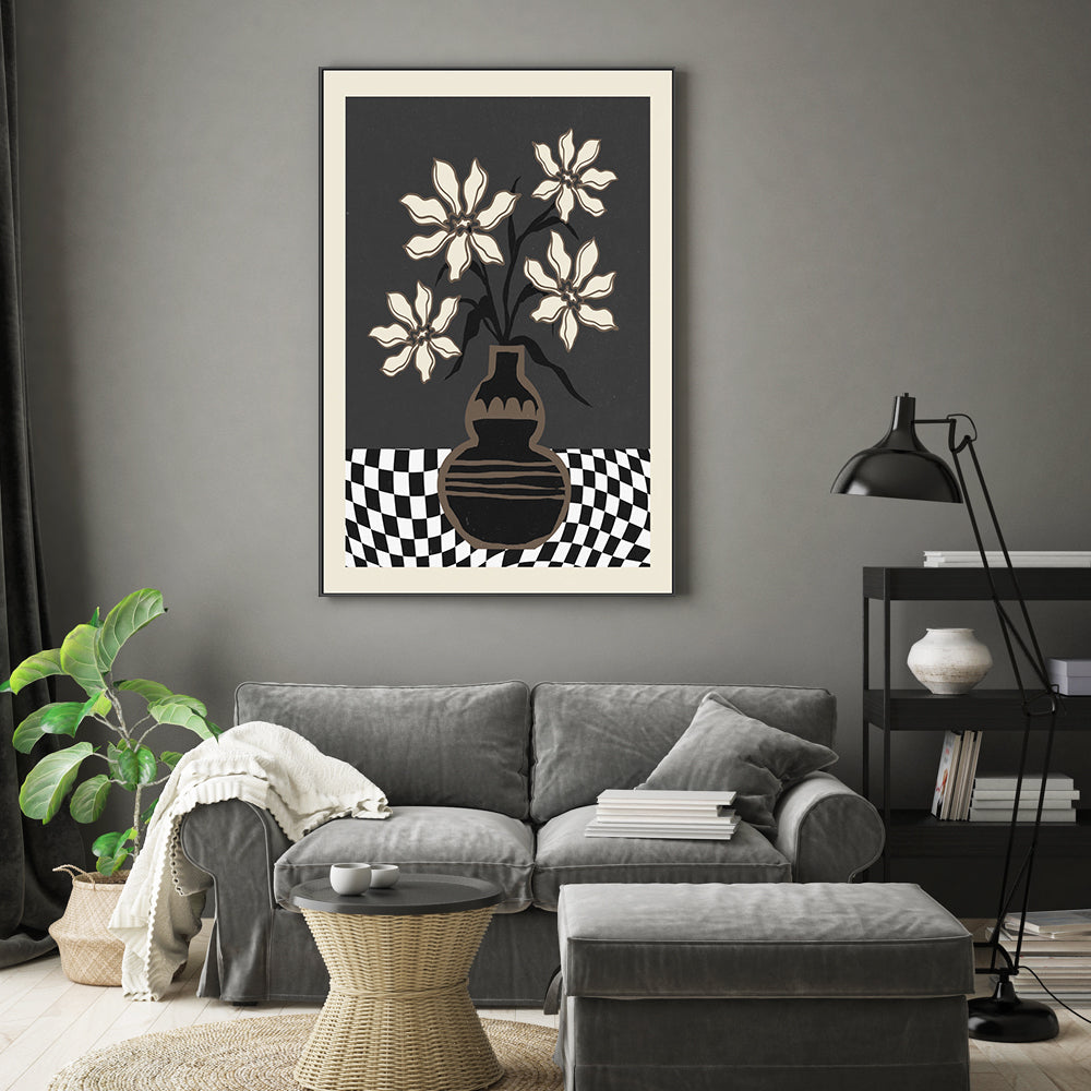 wall-art-print-canvas-poster-framed-Checker Floral, Style A , By Nina Blue-7