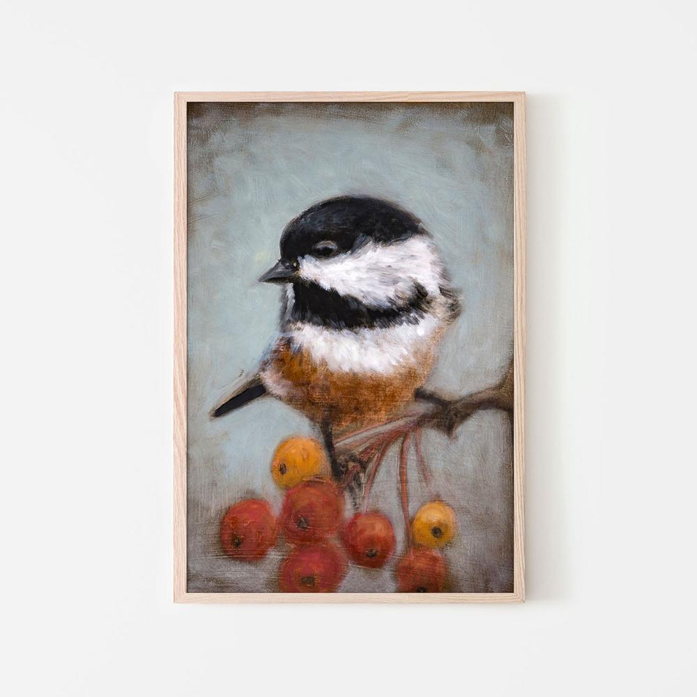 wall-art-print-canvas-poster-framed-Chickadee And Winter Berries-6