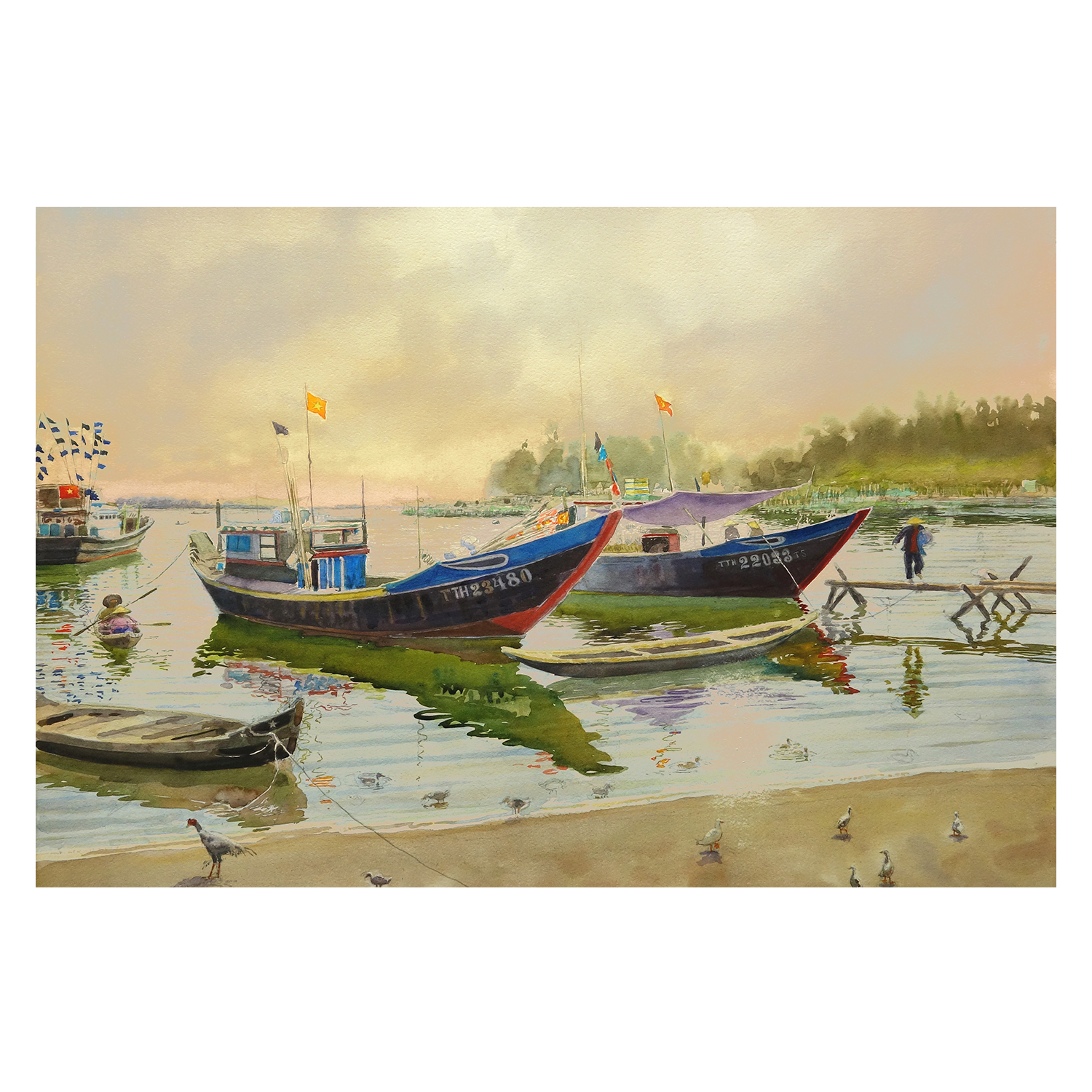 wall-art-print-canvas-poster-framed-CHICKS AND DUCKS, Vietnam , By David Dallison-1