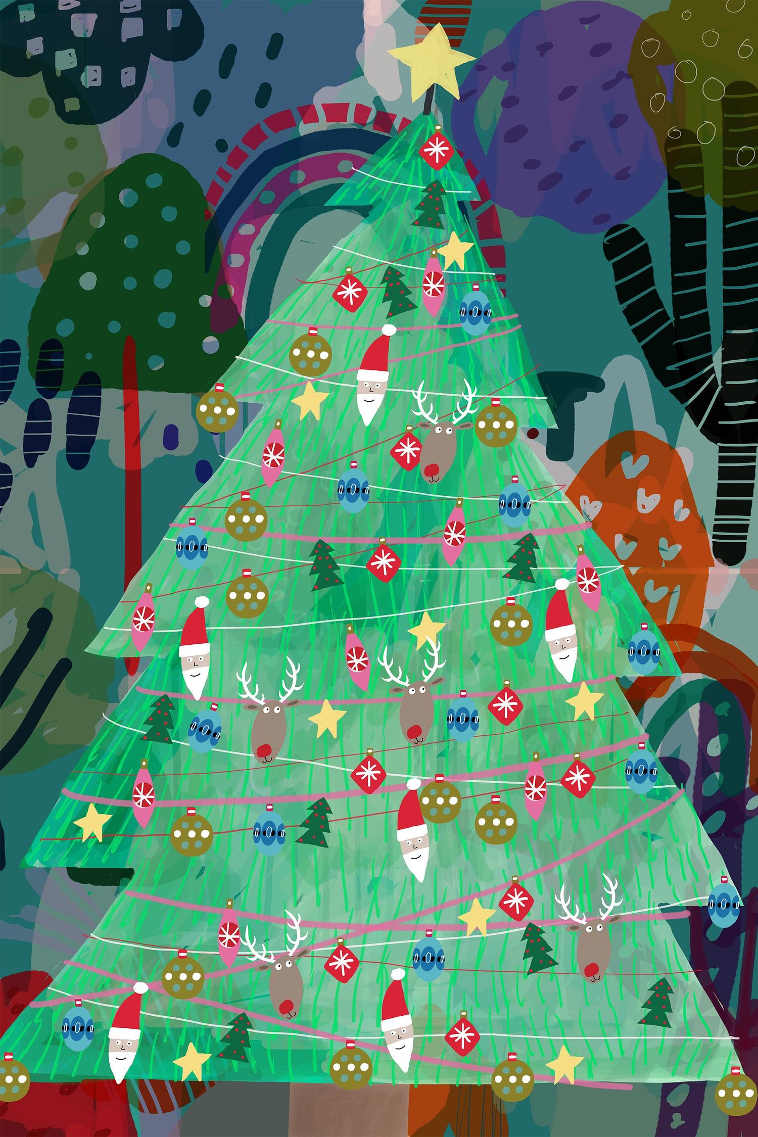 wall-art-print-canvas-poster-framed-Christmas Forrest-1