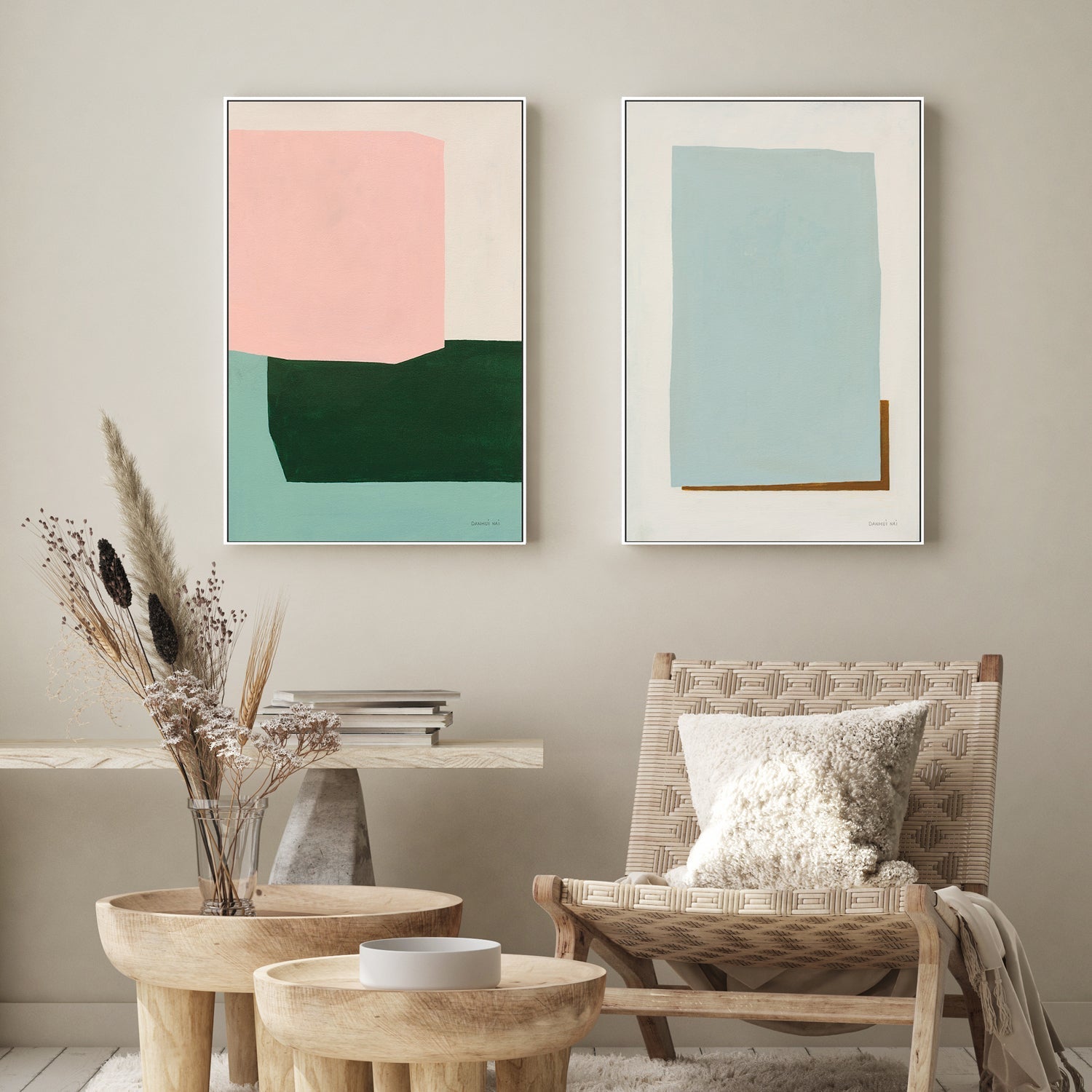wall-art-print-canvas-poster-framed-Chroma & Solitaire, Set Of 2 , By Danhui Nai-GIOIA-WALL-ART
