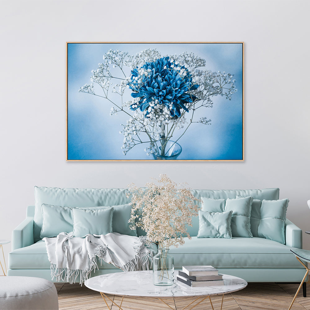 wall-art-print-canvas-poster-framed-Chrysanthemum In Blue, by Mike Kreiten-by-Plus X Studio-Gioia Wall Art
