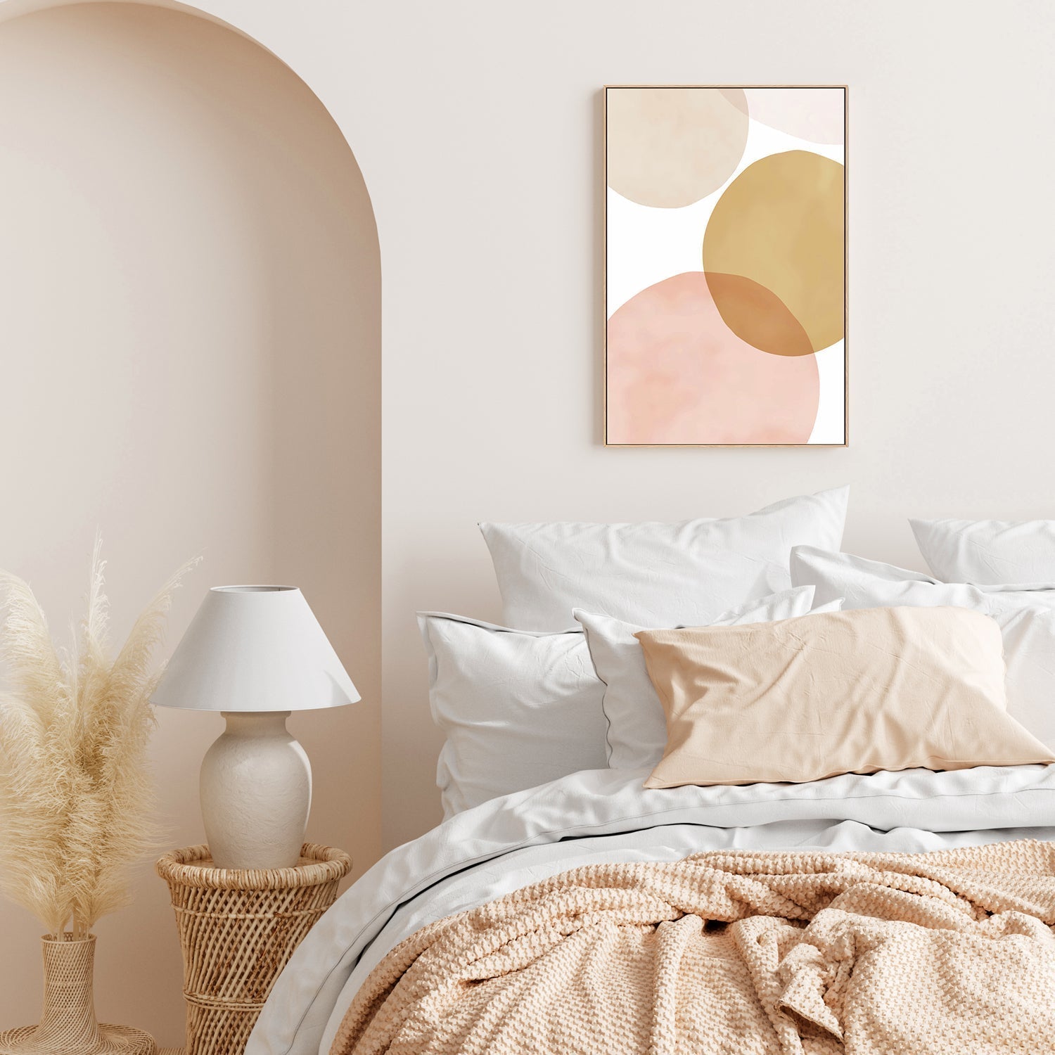 wall-art-print-canvas-poster-framed-Circles Mustard-by-Dear Musketeer Studio-Gioia Wall Art