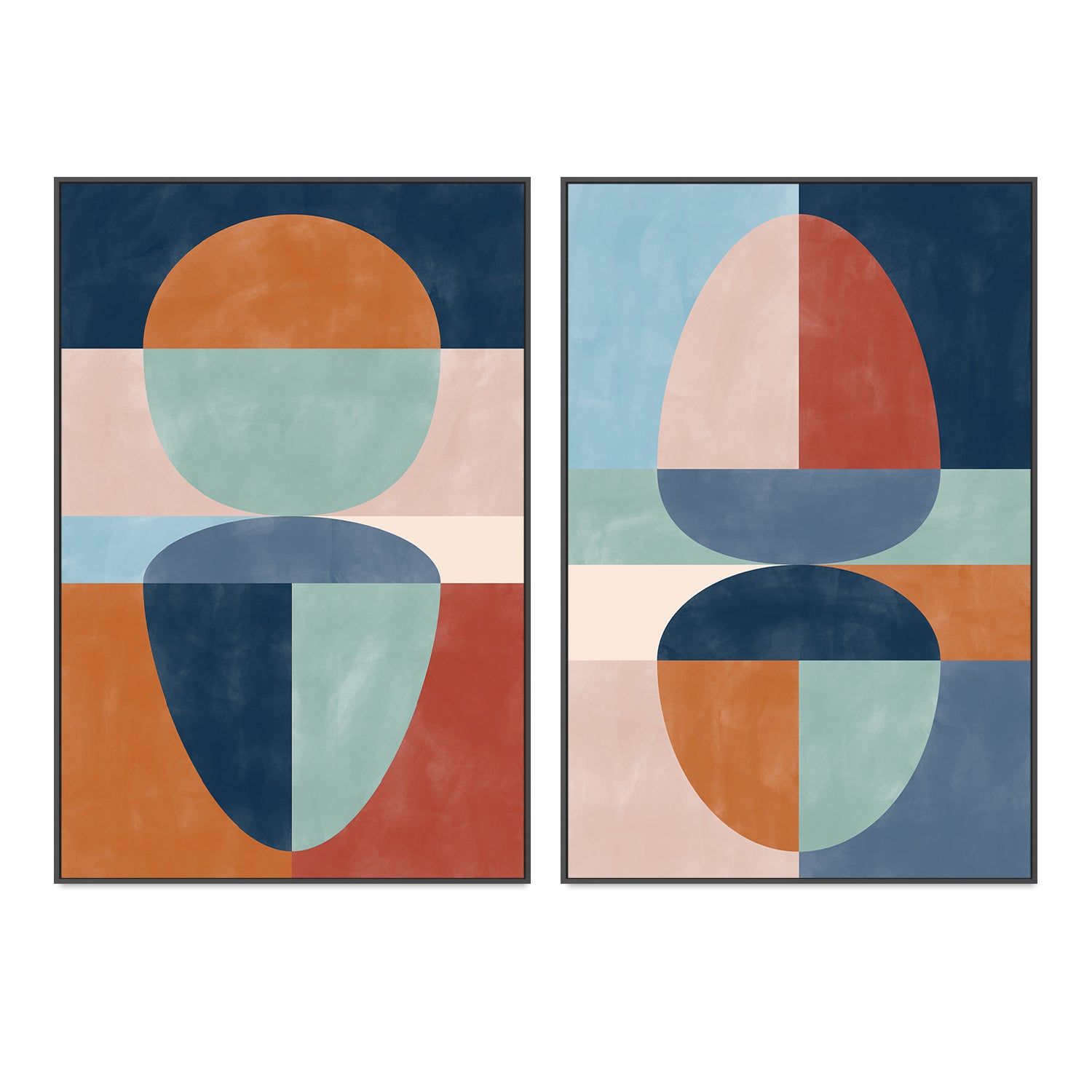 wall-art-print-canvas-poster-framed-Circular Fushion, Style A & B, Set of 2 , By Elena Ristova-GIOIA-WALL-ART