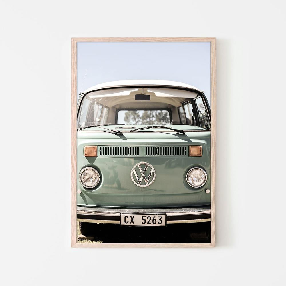 wall-art-print-canvas-poster-framed-Classic Design In Soft Green Tones Cars-6