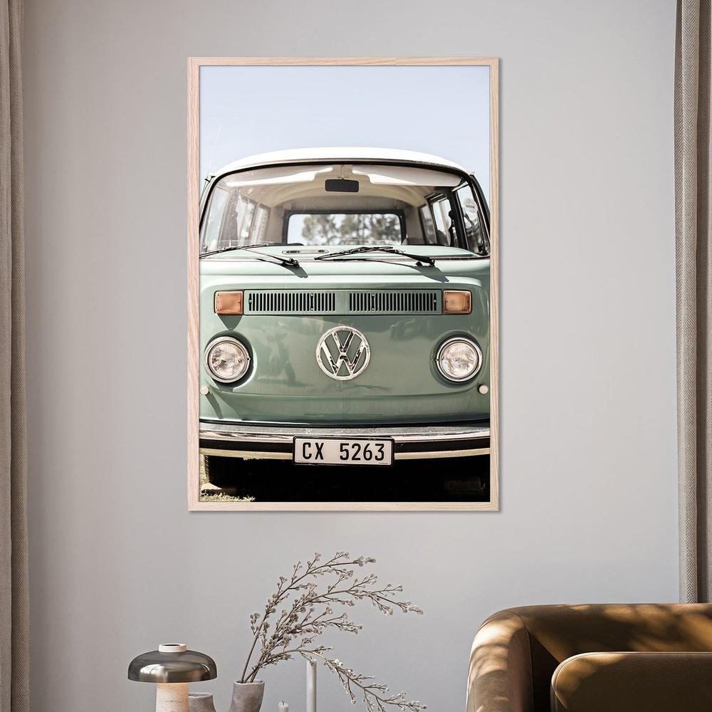 wall-art-print-canvas-poster-framed-Classic Design In Soft Green Tones Cars-7