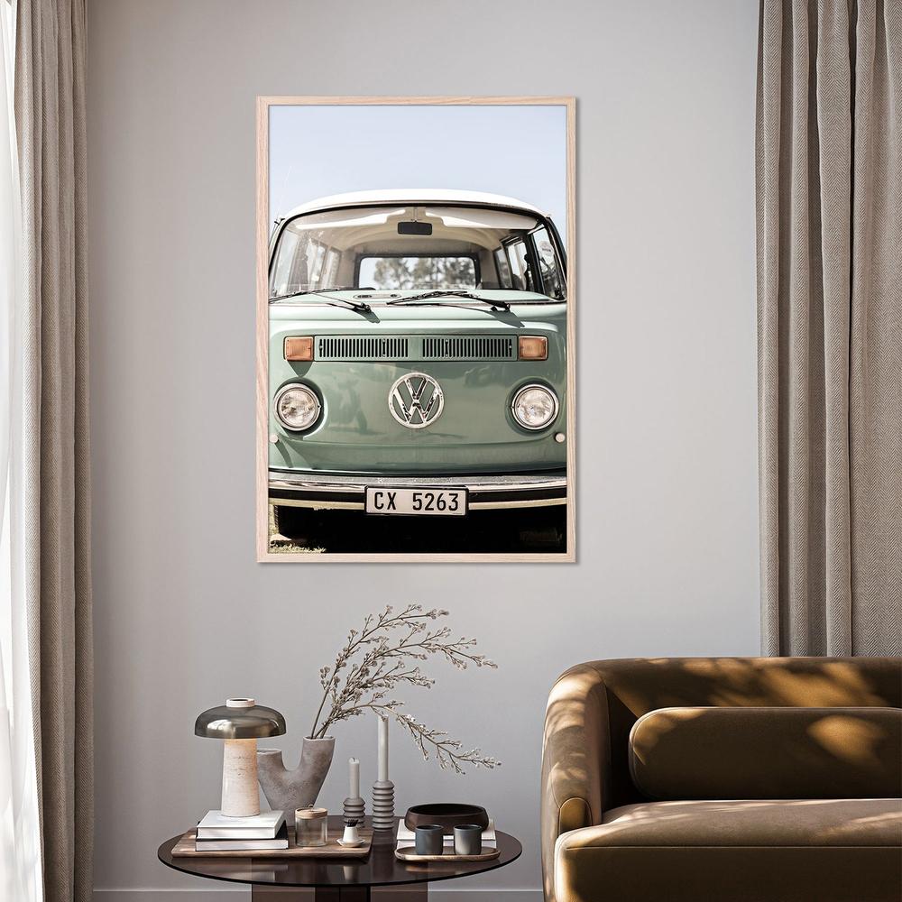 wall-art-print-canvas-poster-framed-Classic Design In Soft Green Tones Cars-8