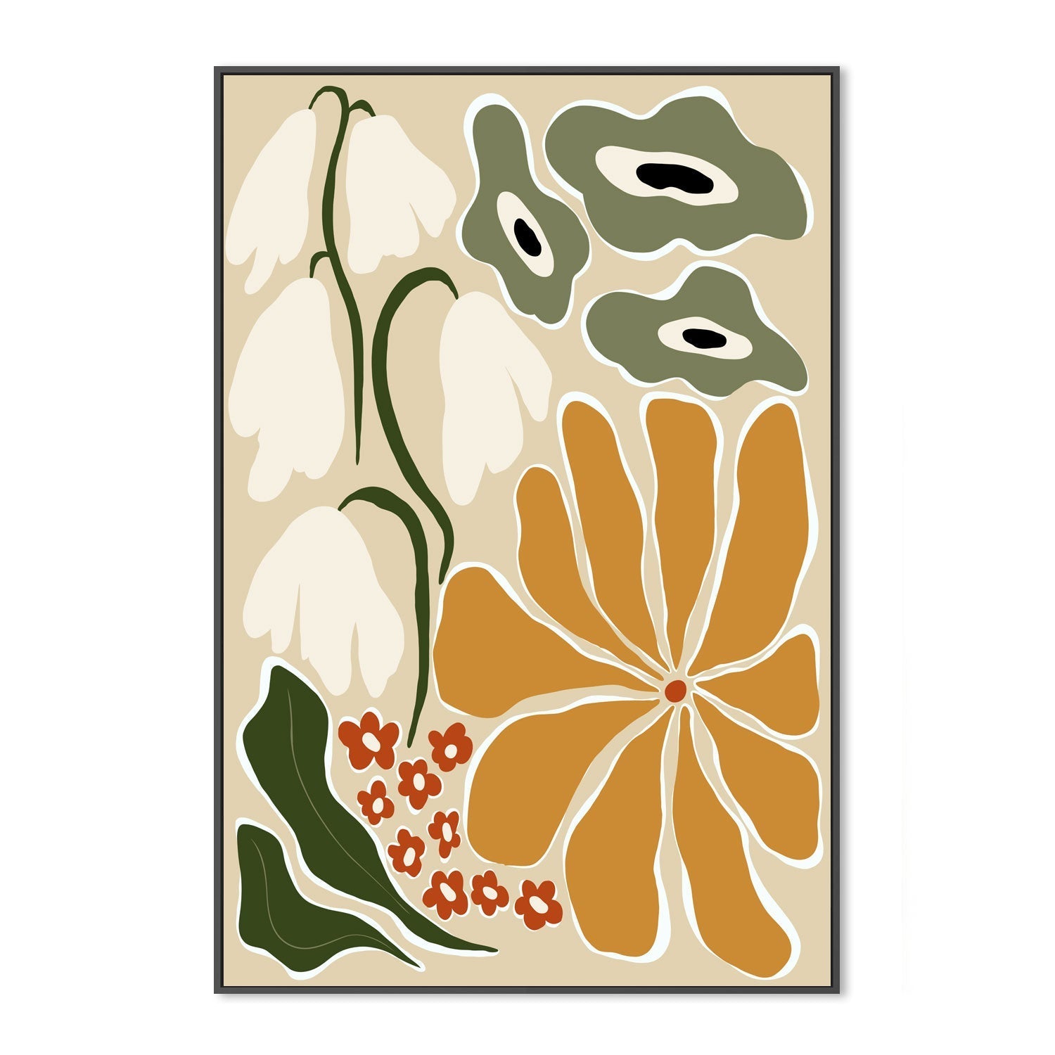 wall-art-print-canvas-poster-framed-Classic Mid Century Florals , By Miho Art Studio , By Miho Art Studio-3
