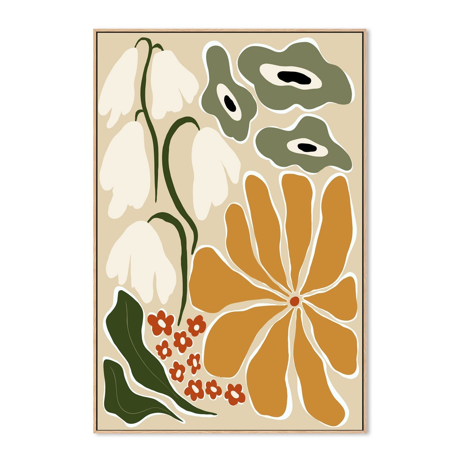 wall-art-print-canvas-poster-framed-Classic Mid Century Florals , By Miho Art Studio , By Miho Art Studio-4