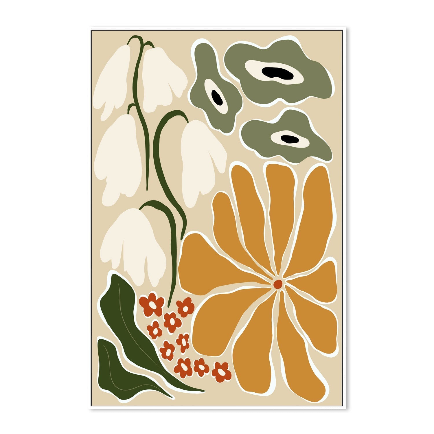 wall-art-print-canvas-poster-framed-Classic Mid Century Florals , By Miho Art Studio , By Miho Art Studio-5
