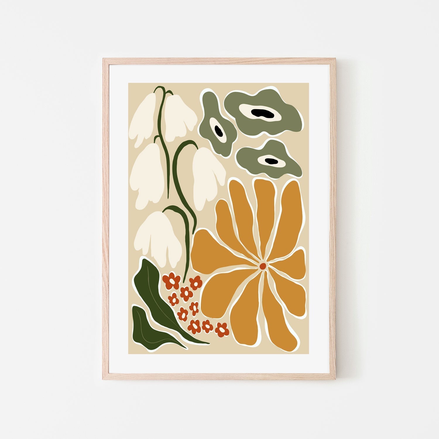 wall-art-print-canvas-poster-framed-Classic Mid Century Florals , By Miho Art Studio , By Miho Art Studio-6