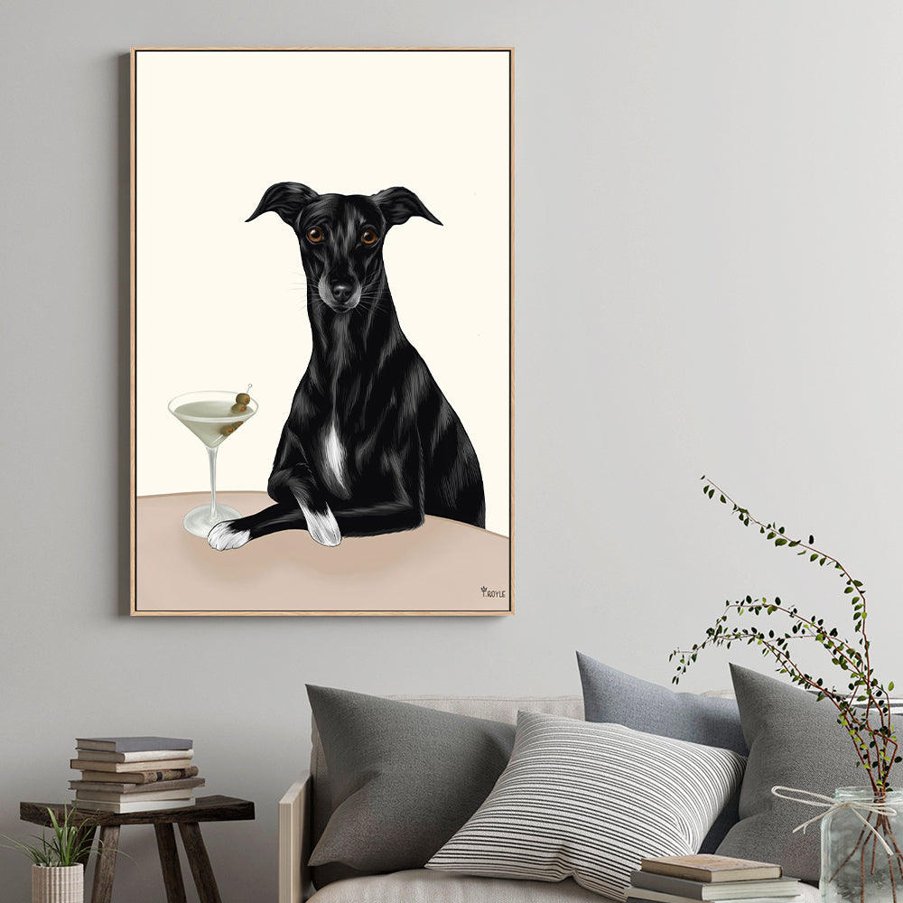wall-art-print-canvas-poster-framed-Classy Greyhound with Martini-2