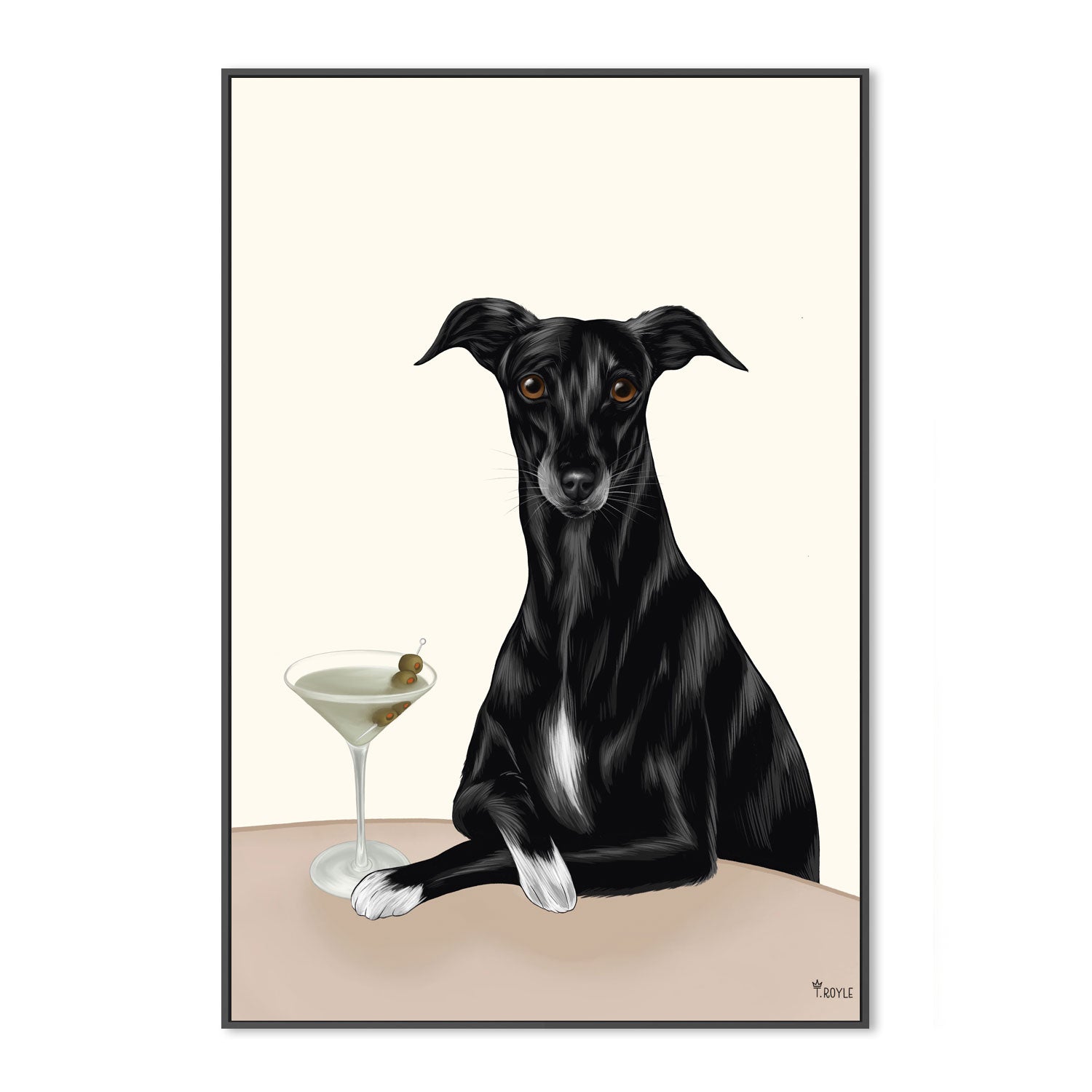 wall-art-print-canvas-poster-framed-Classy Greyhound with Martini-3