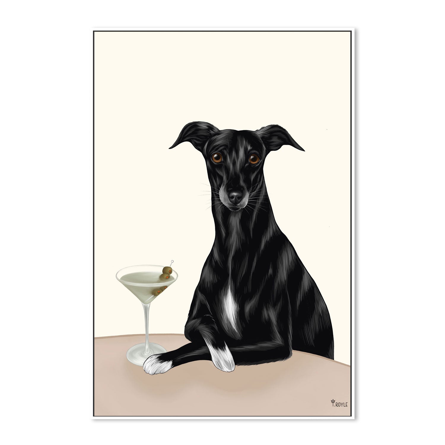 wall-art-print-canvas-poster-framed-Classy Greyhound with Martini-5