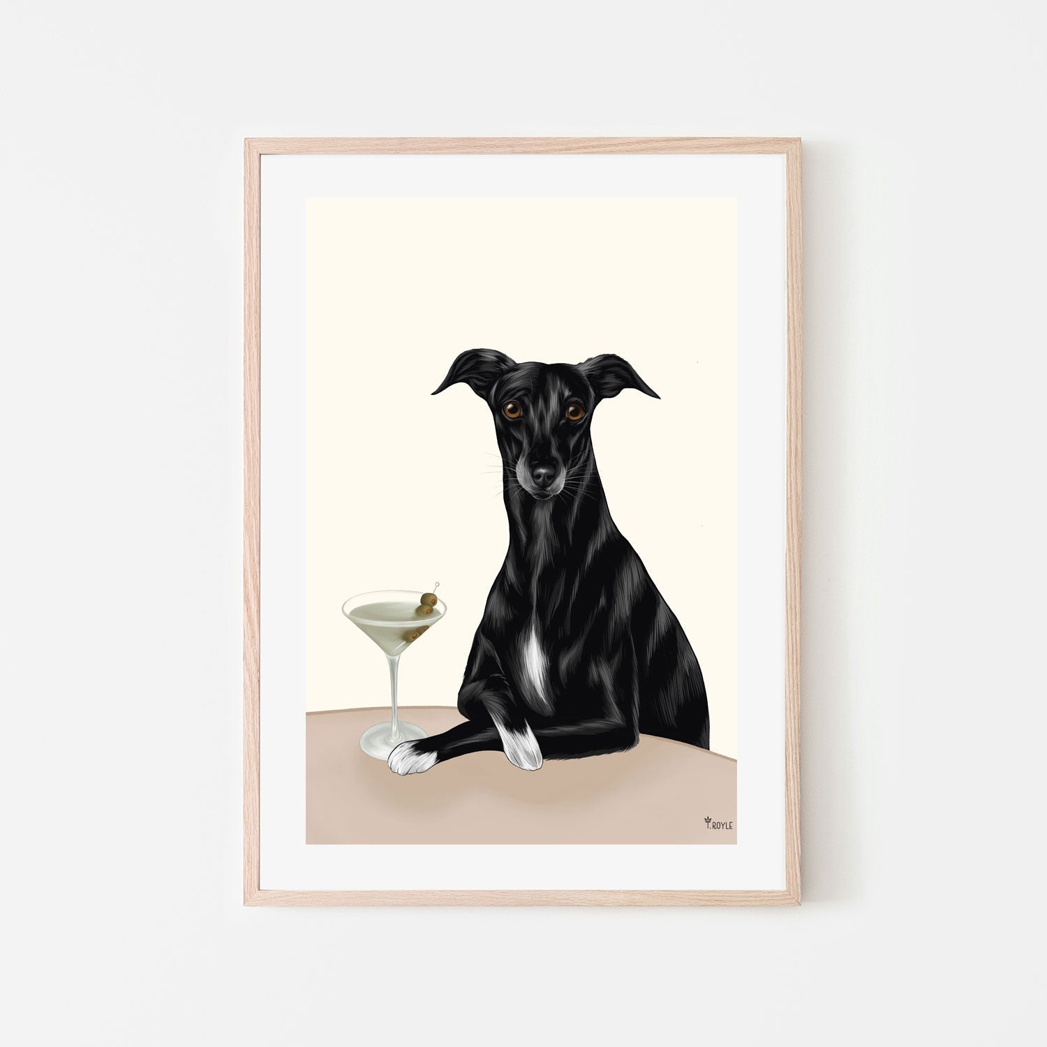 wall-art-print-canvas-poster-framed-Classy Greyhound with Martini-6