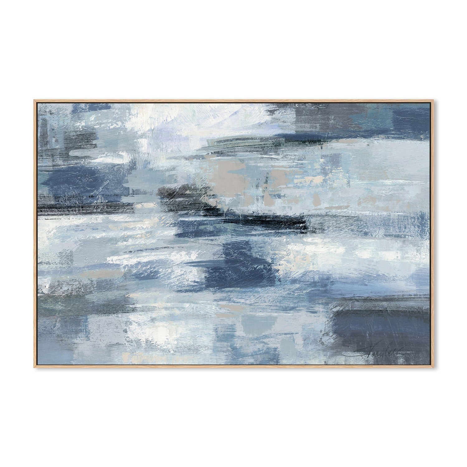 wall-art-print-canvas-poster-framed-Clear Water Indigo and Gray-by-Silvia Vassileva-Gioia Wall Art
