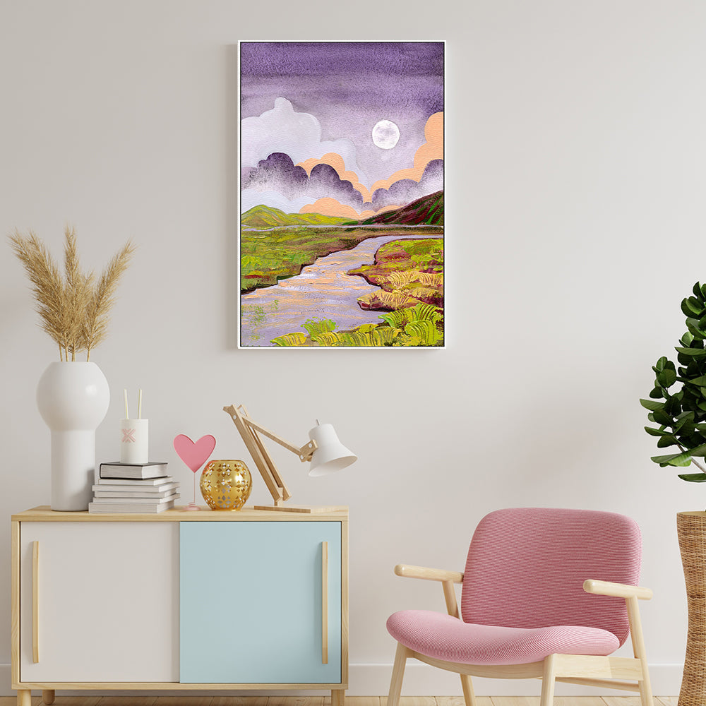 wall-art-print-canvas-poster-framed-Cloudy Moon In The River Valley-GIOIA-WALL-ART