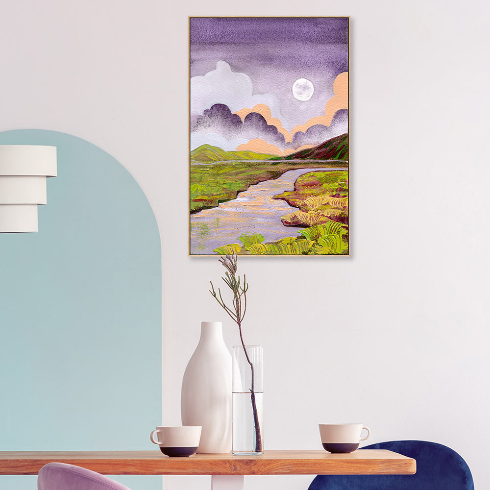 wall-art-print-canvas-poster-framed-Cloudy Moon In The River Valley-GIOIA-WALL-ART
