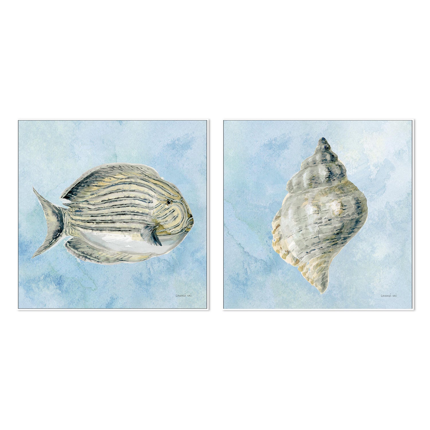 wall-art-print-canvas-poster-framed-Coastal Bliss V2, Style C & D, Set Of 2-5