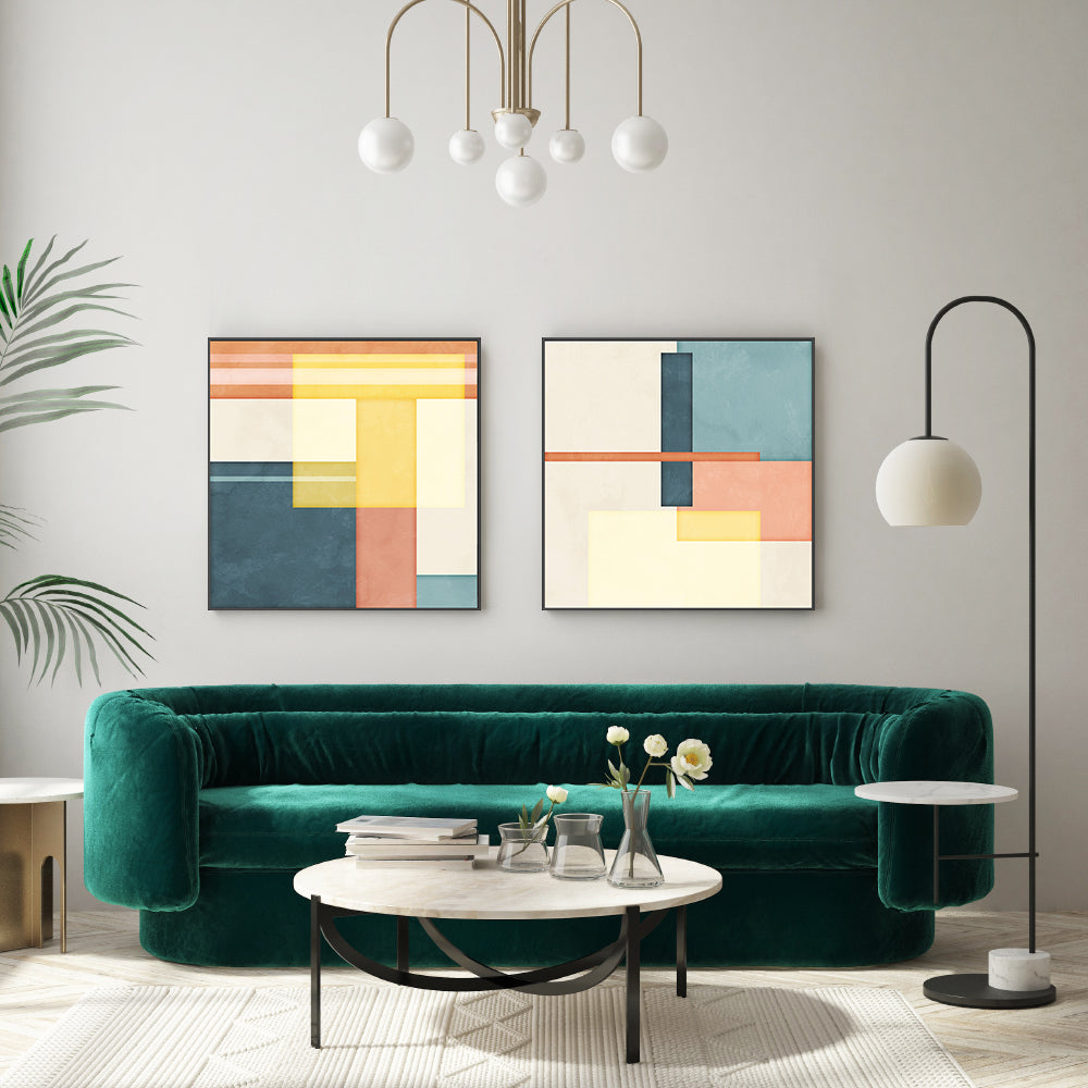 wall-art-print-canvas-poster-framed-Color Block Square, Style C & D, Set of 2 , By Nina Blue-8