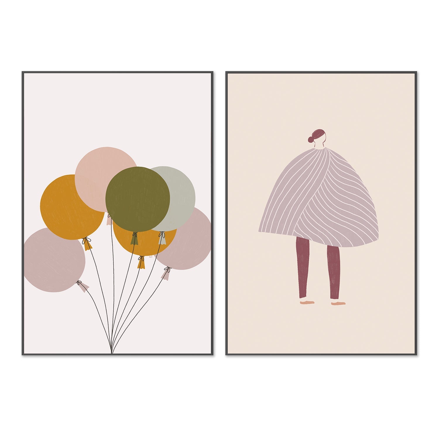 wall-art-print-canvas-poster-framed-Colorful Balloons And The Cape, Set Of 2 , By Menina Lisboa-3