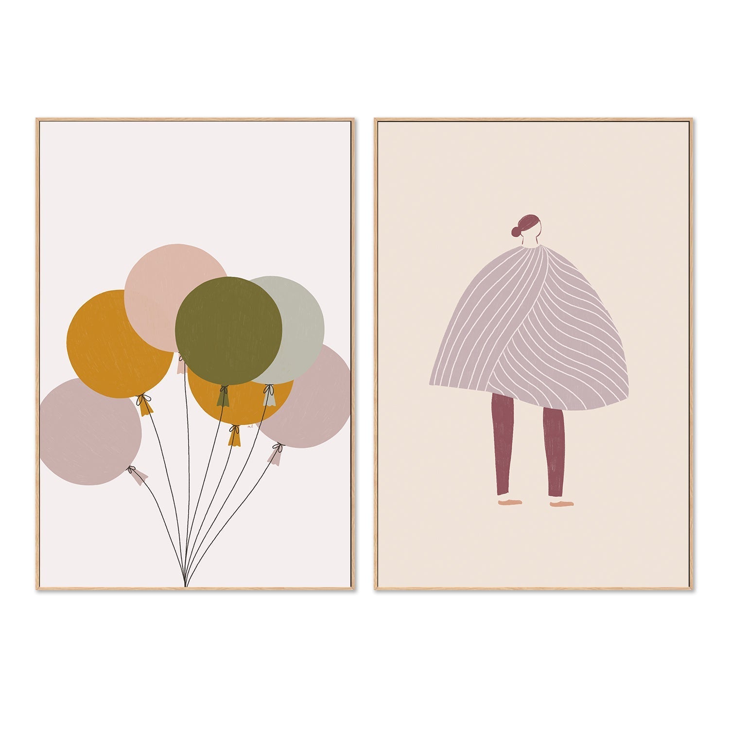 wall-art-print-canvas-poster-framed-Colorful Balloons And The Cape, Set Of 2 , By Menina Lisboa-4